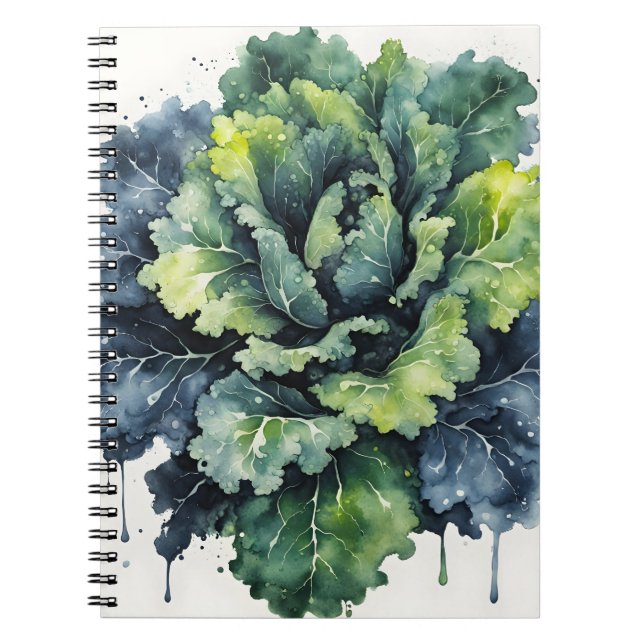 Grünkohl - Aquarellblumen Notizblock (Vorderseite)