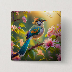 Grünköpfiger Teal Flügel Fantasy Vogel Button