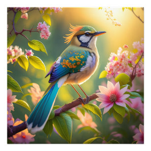 Grünköpfiger Teal Flügel Fantasy Vogel Fotodruck