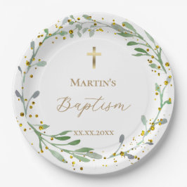 Grünkranz Taufen Pappteller