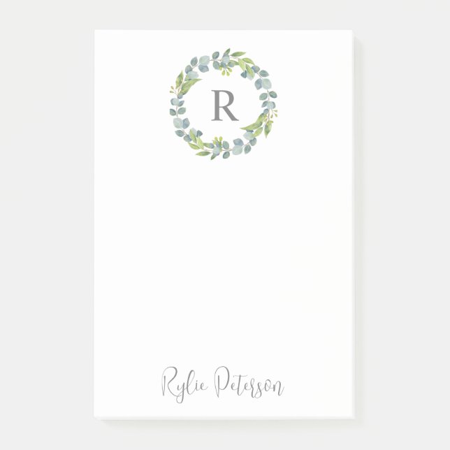 Grünkraut-Monogramm Post-it Klebezettel (Vorderseite)