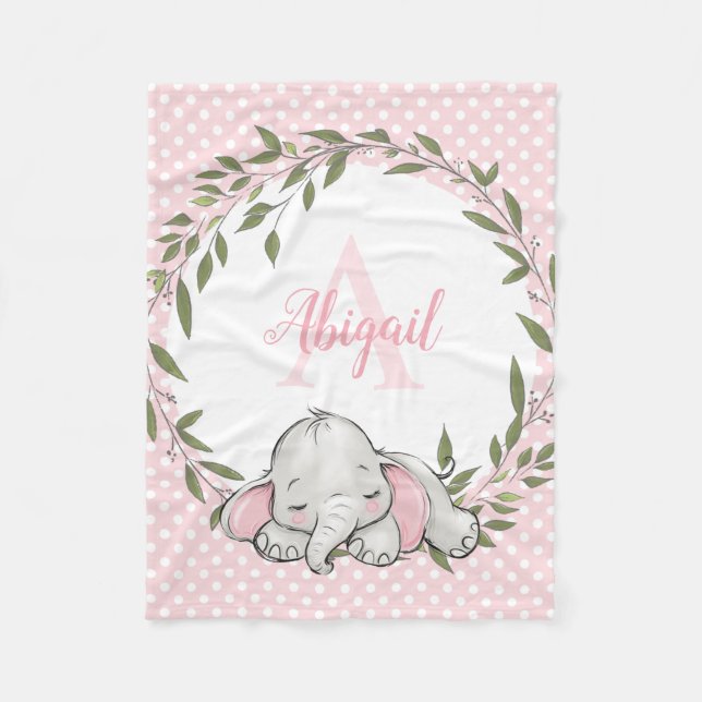 Grünkraut Rosa Personalisiertes Mädchen Fleecedecke (Vorderseite)