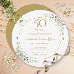 Grünkreis 50. Hochzeitstag Einladung<br><div class="desc">Mit seiner zarten Aquarelllandschaft und seiner einzigartigen kreisförmigen Hochzeitsjubiläumslandschaft ist diese elegante,  einzigartige,  rund 50 Jahre währende Einladung personalisiert mit Ihren besonderen Feierlichkeiten,  mit einem goldenen Hintergrund auf der Rückseite. Entwickelt von Thisisnotme©</div>