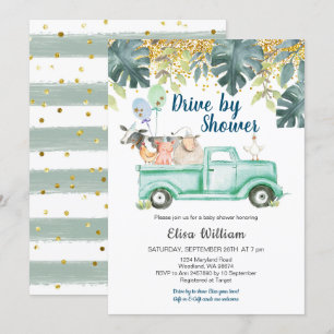 Grünlandfarm Tierjunge Babydusche Einladung