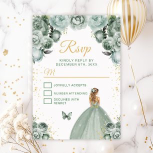 Grünliche Prinzessin mit goldblonden Haaren RSVP Karte