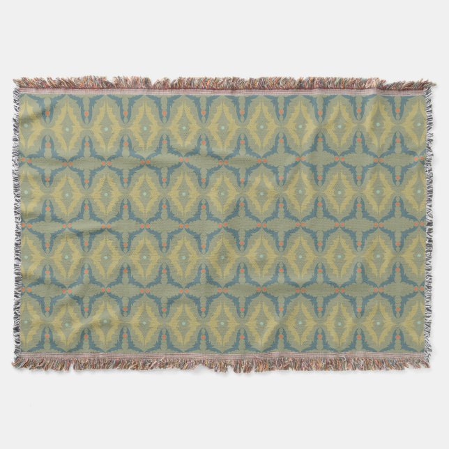 Grünliches Retro-Vintage-Muster Decke (Vorderseite)