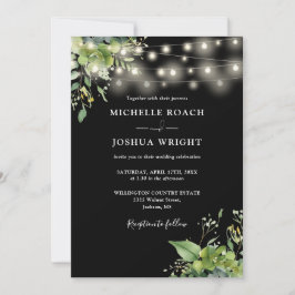 Grünlichter Foto Schwarz-Weiß-Hochzeit Einladung