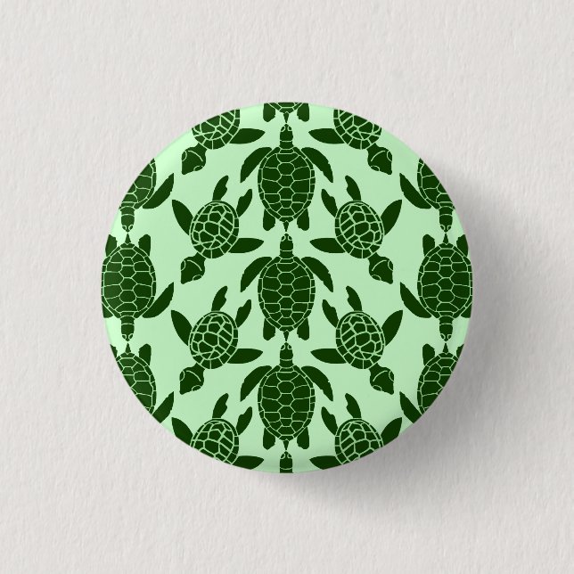 Grünmeerschildkröte Hübsches Tiermuster Button (Vorderseite)