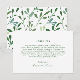 Grünmuster Moderne Beerdigung Dankeskarte