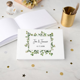 GrünNAME & NAME Hochzeitdatum Zeitloses Paar Gästebuch