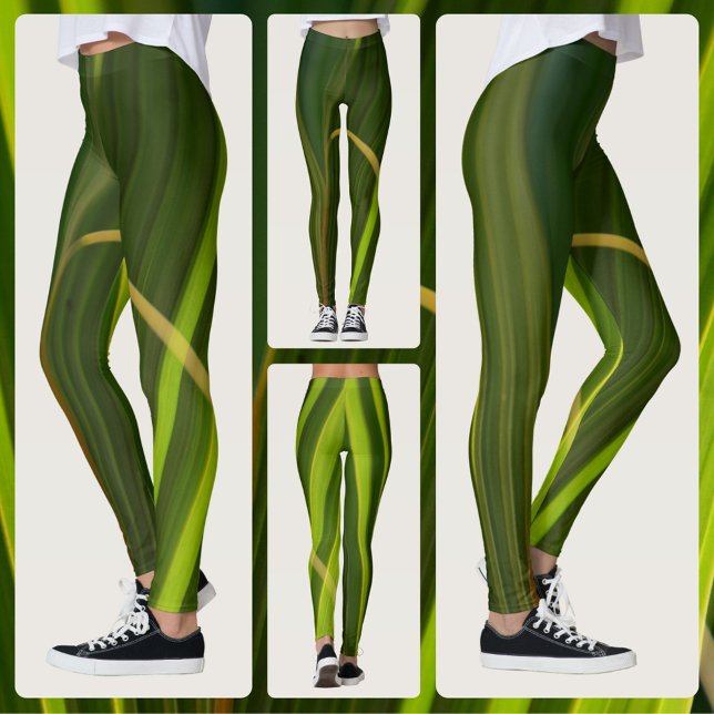 Grünpalmenfronten Naturtropische Abstrakt Leggings (Von Creator hochgeladen)