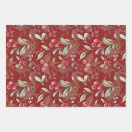 Grünpflanzen Berries Traditionelles Weihnachtsfest Geschenkpapier Set