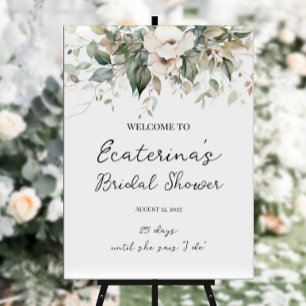 Grünpflanzen & Blume Brautparty Begrüßungszeichen Poster