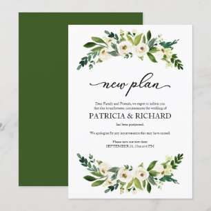 Grünpflanzen Blumen Hochzeit Aufschub Neuer Plan Einladung