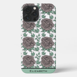 Grünpflanzen Blumenmuster große Blüte personalisie iPhone 13 Pro Max Hülle