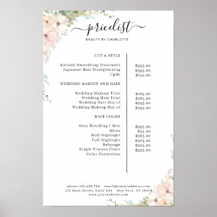 Grünpflanzen-Blumensalon-Preisliste Poster