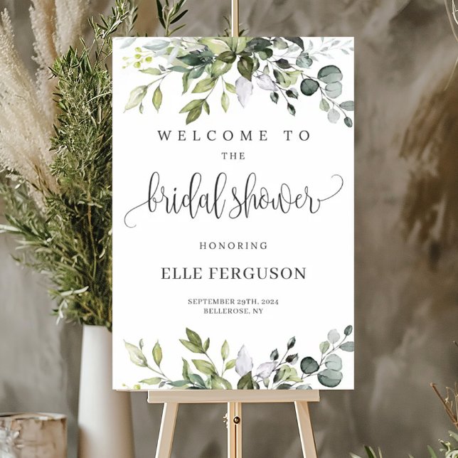 Grünpflanzen boho Brautparty Begrüßungszeichen Poster (Greenery foliage boho bridal shower welcome sign)