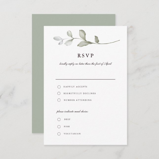 Grünpflanzen | Botanische Wasserfarben - RSVP - Ka Einladung (Vorne/Hinten)