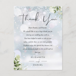 Grünpflanzen Danke Winter-Hochzeitsplatzkarte Postkarte