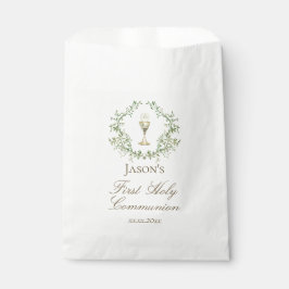 Grünpflanzen des ersten Kommunion Chalice Wappen Geschenktütchen
