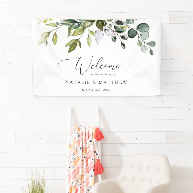 Grünpflanzen, Eukalyptus-Blätter, Begrüßung Banner (Insitu)