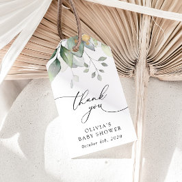 Grünpflanzen, Eukalyptus-Blätter, Boho, Babydusche Geschenkanhänger