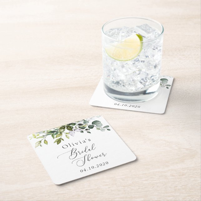 Grünpflanzen, Eukalyptus-Blätter, Boho, Brautparty Rechteckiger Pappuntersetzer (Vor Ort)