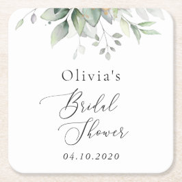 Grünpflanzen, Eukalyptus-Blätter, Boho, Brautparty Rechteckiger Pappuntersetzer