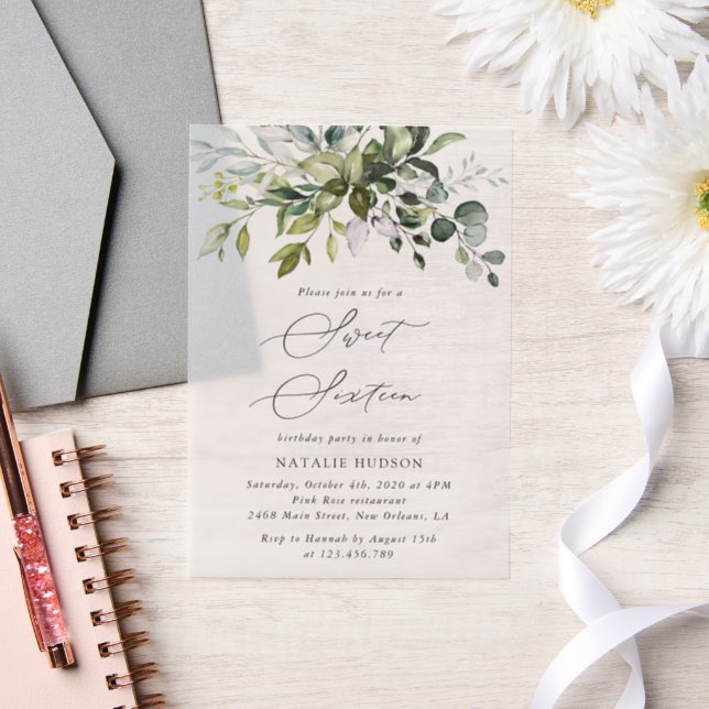 Grünpflanzen, Eukalyptus-Blätter, Boho, Süß 16 (Hochzeit)