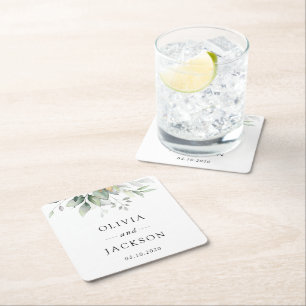 Grünpflanzen, Eukalyptus-Blätter, Botanische Hochz Rechteckiger Pappuntersetzer