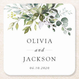 Grünpflanzen, Eukalyptus-Blätter, Botanische Hochz Rechteckiger Pappuntersetzer