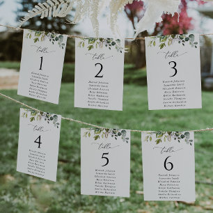 Grünpflanzen, Eukalyptus-Blätter, Seating Chart Ca