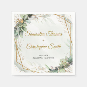 Grünpflanzen Eukalyptus Blattgold Hochzeit Serviette