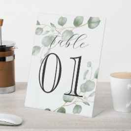 Grünpflanzen, Eukalyptus, Kundennummer, Hochzeit,  Sockelschild