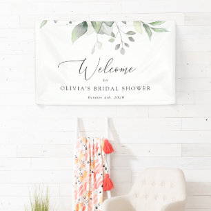 Grünpflanzen, Eukalyptusblätter, Boho, Brautbegrüß Banner