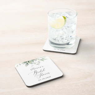 Grünpflanzen, Eukalyptusblätter, Boho, Brautparty Getränkeuntersetzer