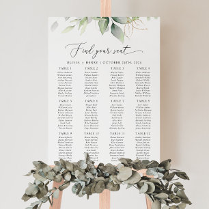Grünpflanzen, Eukalyptusblätter, Hochzeit Sitzordn Poster