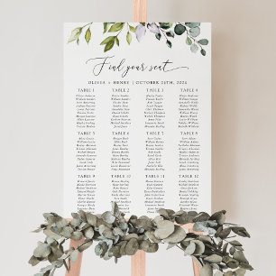 Grünpflanzen, Eukalyptusblätter, Hochzeit Sitzordn Poster