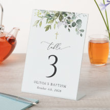 Grünpflanzen, Eukalyptusblätter, Tauf-Tischnummern