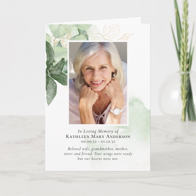 Grünpflanzen-Fotos Gedeckte Beerdigung Programm (Vorderseite)