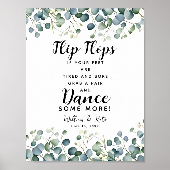 Grünpflanzen Hochzeitskippe Hochzeitszeichen Poster (Vorne)