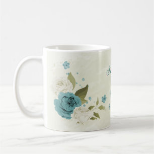 Grünpflanzen in blauen Blume Kaffeetasse