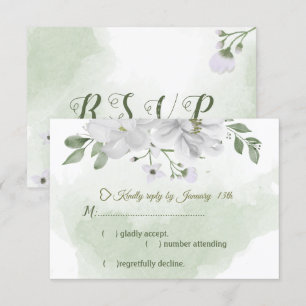 Grünpflanzen in weißen Blume RSVP Karte