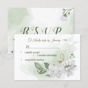 Grünpflanzen in weißen Blume RSVP Karte