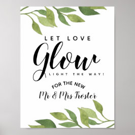 Grünpflanzen lassend Liebe Glühfeier Poster