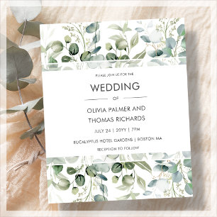 Grünpflanzen Modern White Wedding Einladung