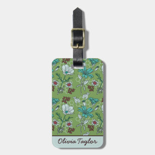 Grünpflanzen nahtlose Blumenmuster personalisierte Gepäckanhänger