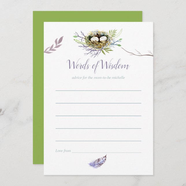 Grünpflanzen Nest Twins Baby Dusche Mama Beratung Einladung (Vorne/Hinten)