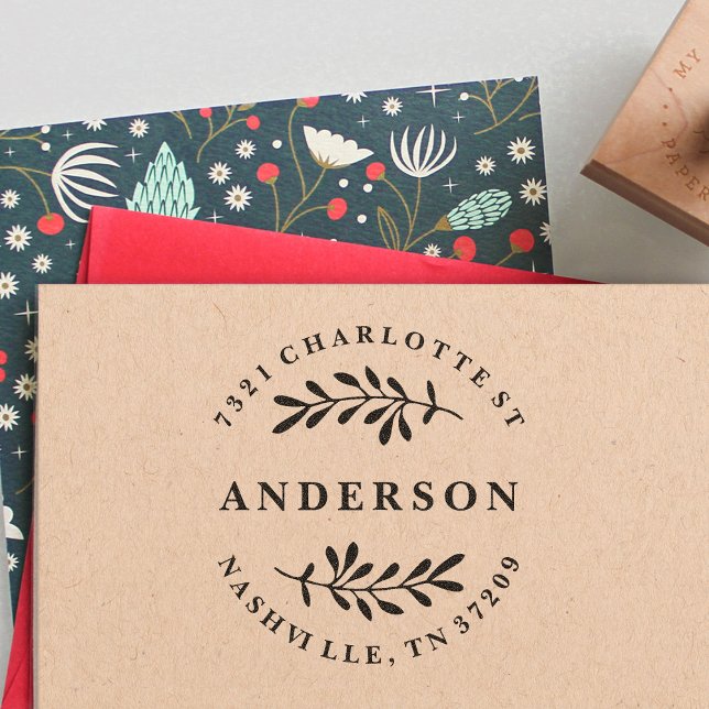 Grünpflanzen Rücksendeadresse Briefmarke Gummistempel (Von Creator hochgeladen)