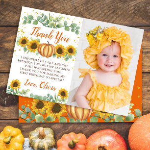 Grünpflanzen Sonnenblumen Pumpkin Erster Geburtsta Dankeskarte